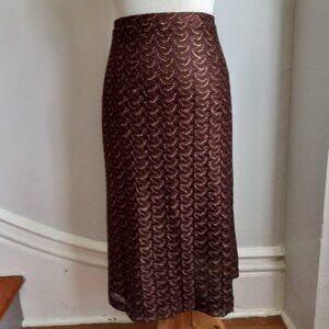 EXPRESS BROWN GOLD METALLIC KNIT PENCIL SKIRT XS NWT